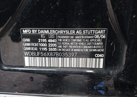 2007 Mercedes-Benz E 350 from USA, damaged, VIN WDBUF56X87B035397